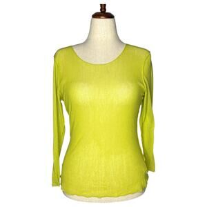 Porto Sweater 4 XL Chartreuse Cotton Mesh Knit Pullover Minimalist Made in USA